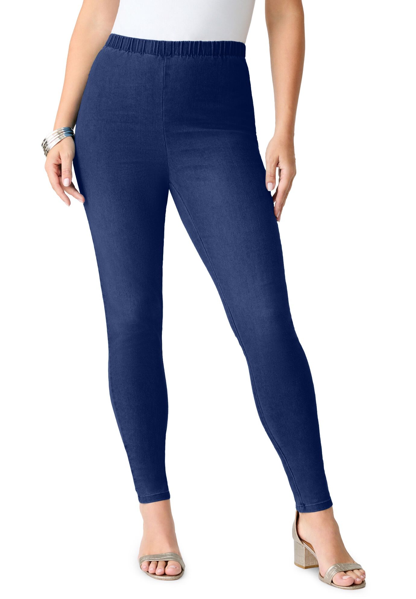 Plus Size Comfort Stretch Slim Leg Jean, DARK WASH SANDED, hi-res image number 0