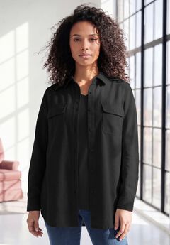 Faux Suede Button-Front Shirt