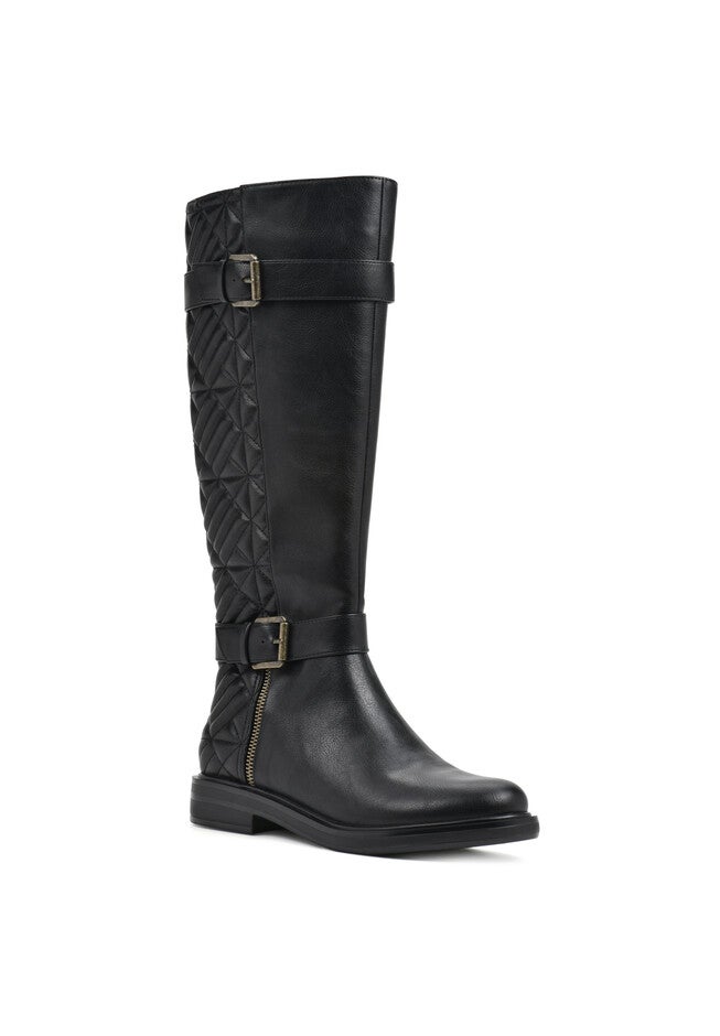 Madilynn Tall Calf Boot, BLACK SMOOTH FUR, hi-res image number null