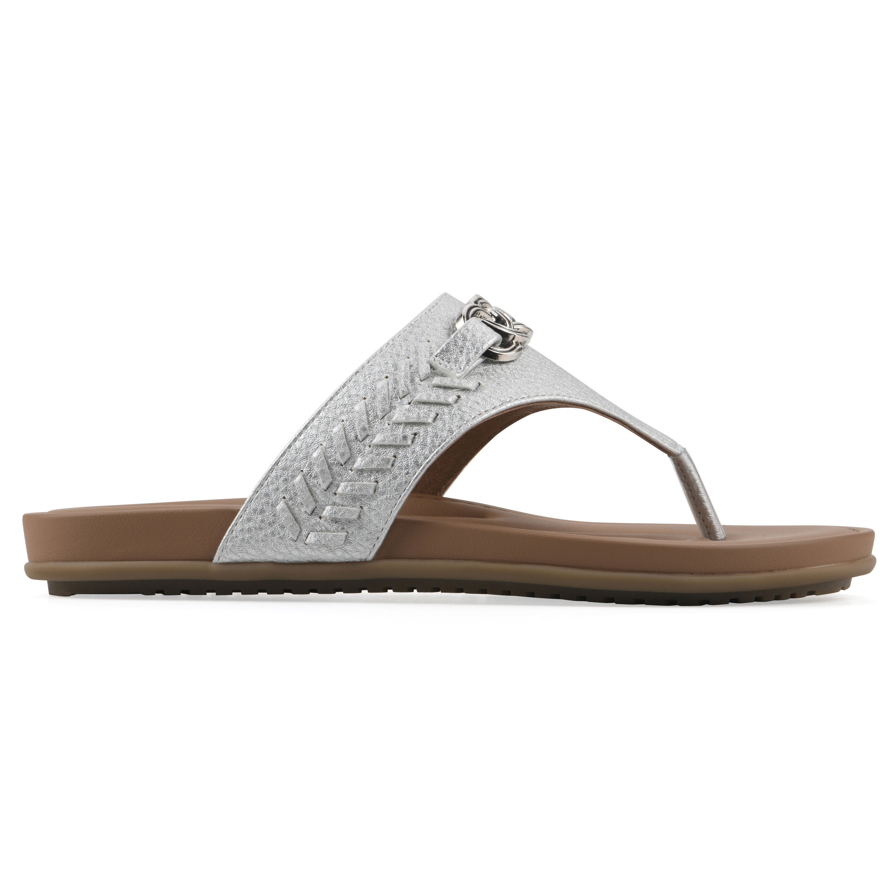 Aladdin Thong Sandal, SILVER SMOOTH, alternate image number 2