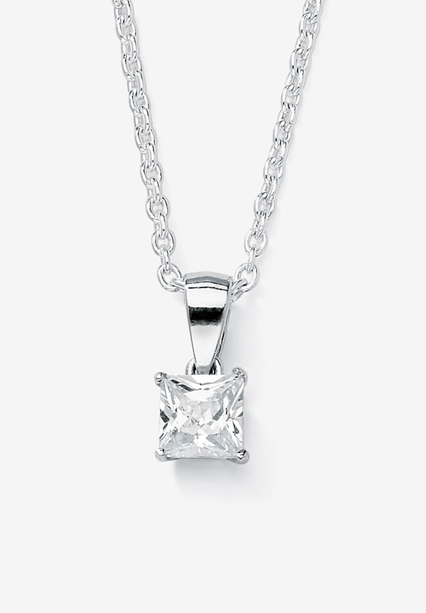 Simulated Birthstone .925 Silver Necklace 18 inches, APRIL, hi-res image number 0