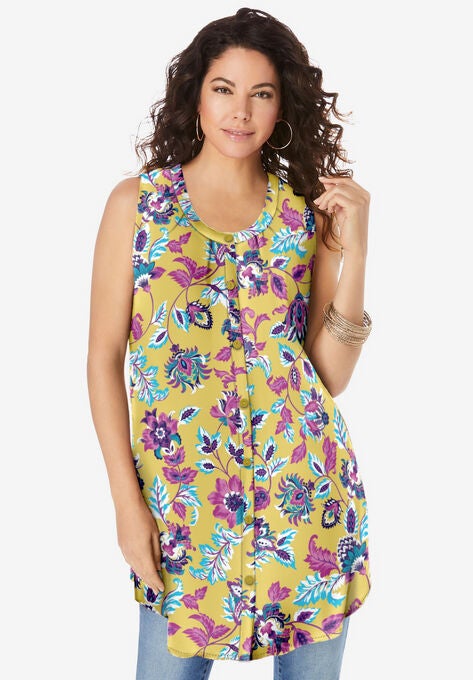 Sleeveless Angelina Tunic, SUNSET BOHO GARDEN, hi-res image number null