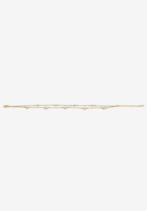 1.85 Cttw. Princess-Cut Cubic Zirconia Gold-Plated Silver Ankle Bracelet 11" Jewelry, , alternate image number null