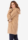 Hooded Textured Fleece Coat, , alternate image number null