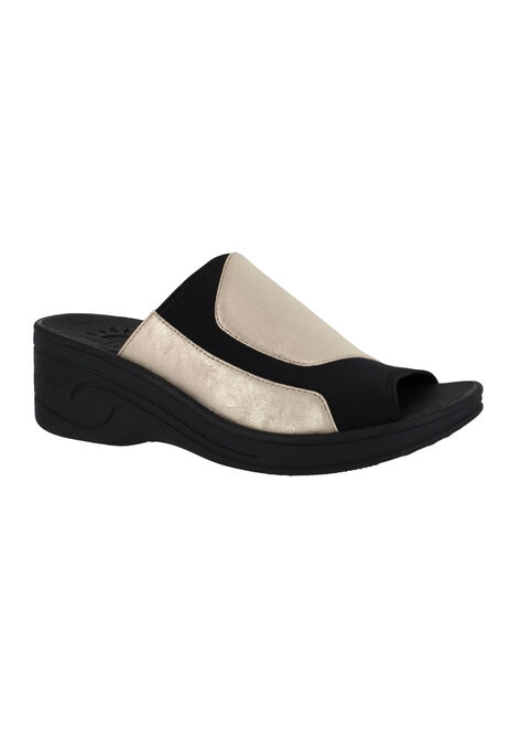 Slight Sandals by Easy Street®, GOLD METALLIC BLACK, hi-res image number null