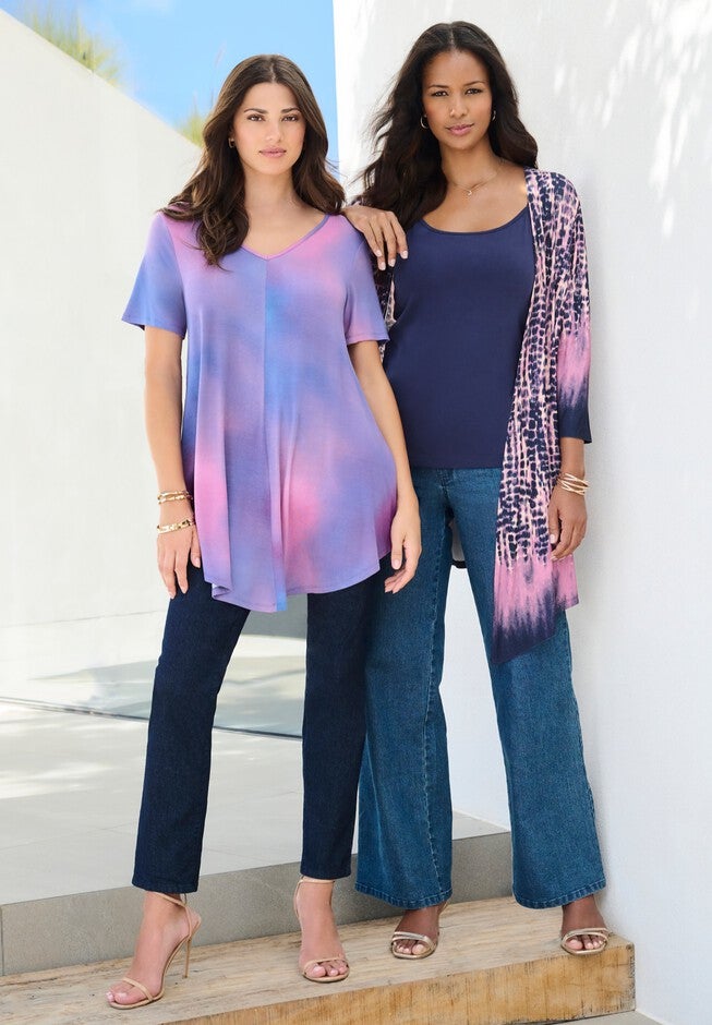 V Neck Swing Ultra Drape Tunic, , alternate image number null