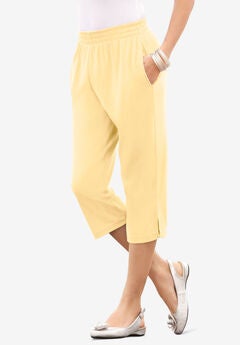 Plus Size Elastic Waistband Capri Pants