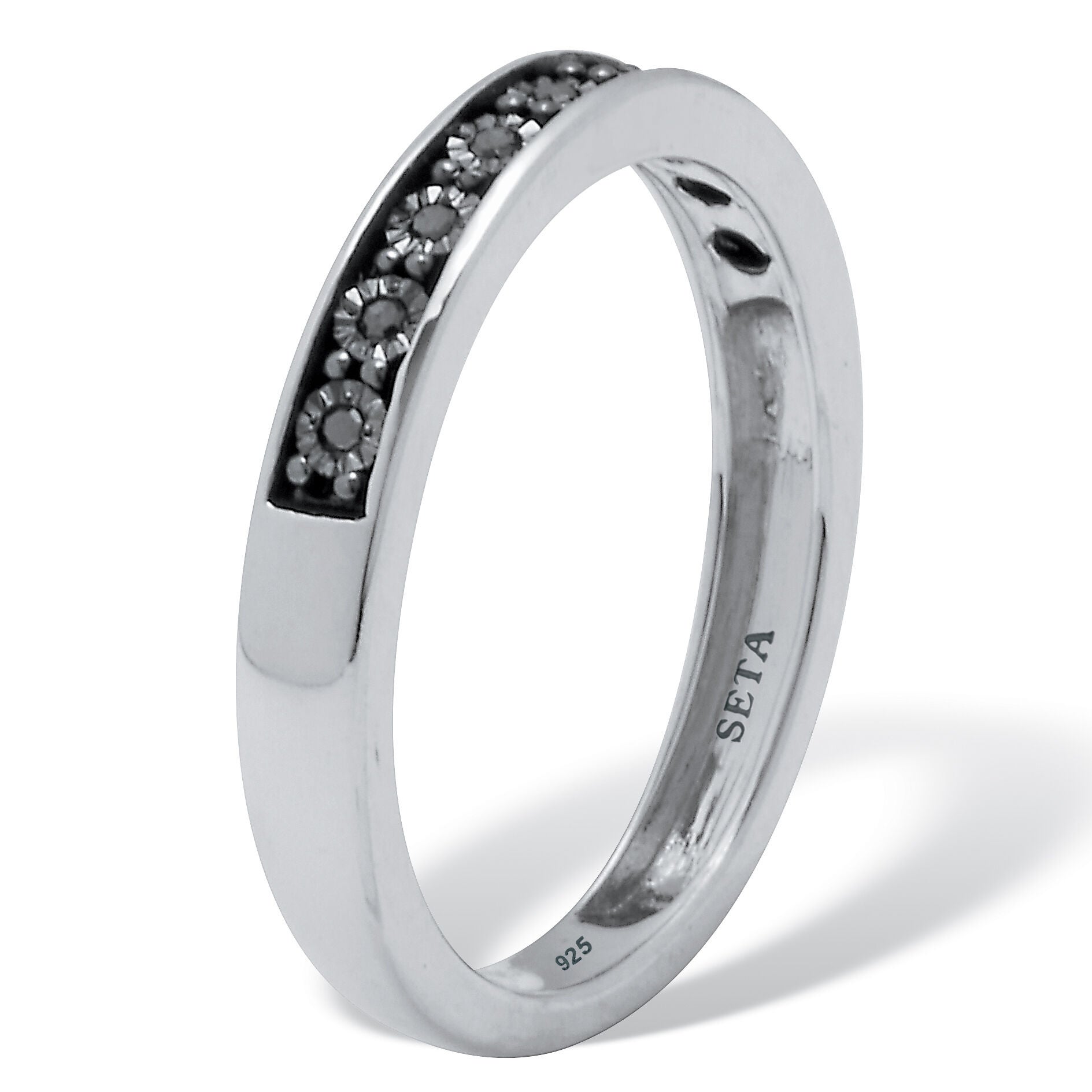 .05 TCW Black Diamond Sterling Silver Ring, BLACK, on-hover image number 1