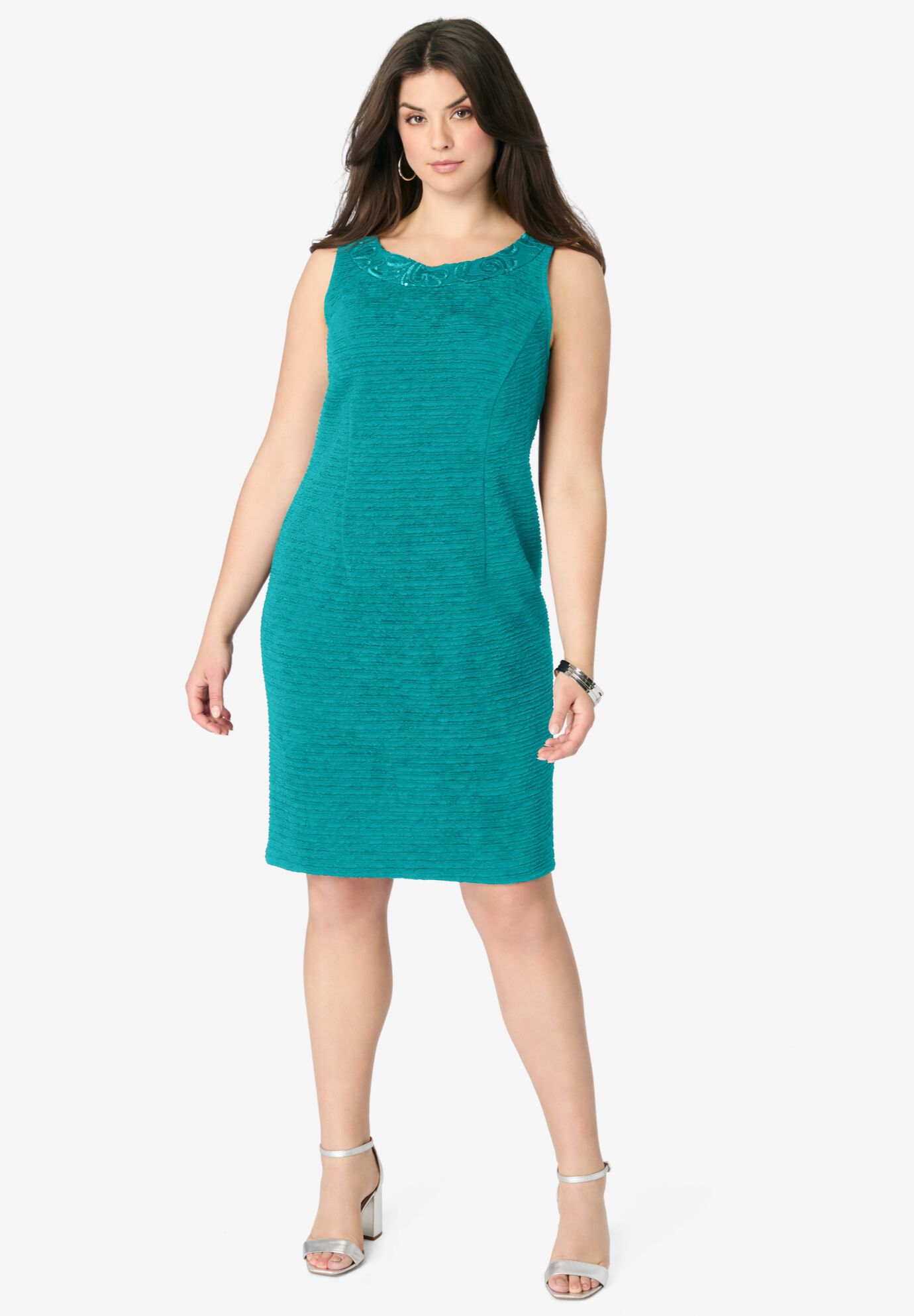 Sheath Dress and Lace Jacket Set, JADE, alternate image number 3