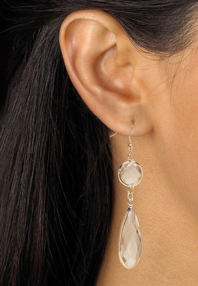 Crystal Goldtone Drop Necklace And Crystal Earrings, 2-Piece Set, , alternate image number 2