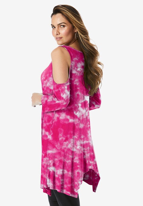 Cold-Shoulder Hanky Hem Ultra Femme Tunic, , alternate image number null