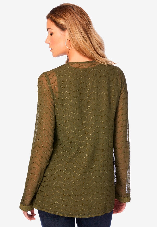 Embroidered Cardigan and Tank Set, , on-hover image number 1