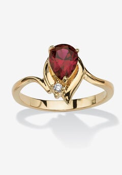 Yellow Gold Plated Simulated Birthstone And Round Crystal Ring Jewelry