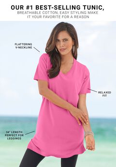 Plus Size Ultimate Cotton V-Neck Short Sleeve Tunic