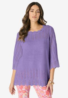 Pointelle Pullover Sweater