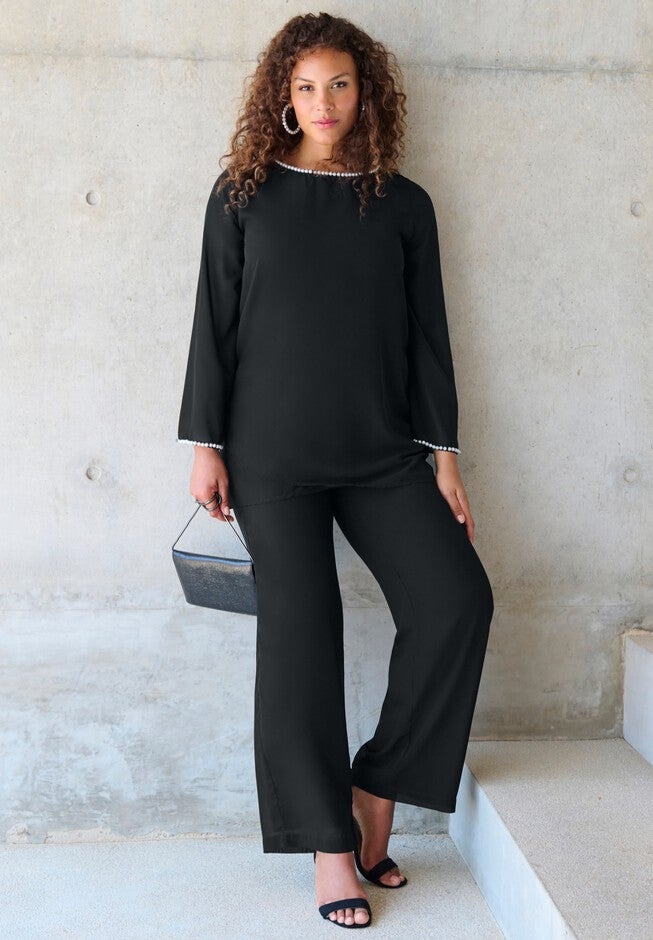 Pearl-Trim Pant Set, , alternate image number 3