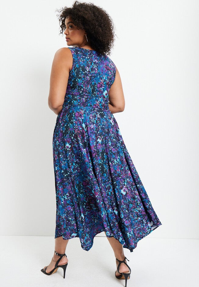 V-Neck Hanky-Hem Swing Dress, , on-hover image number null