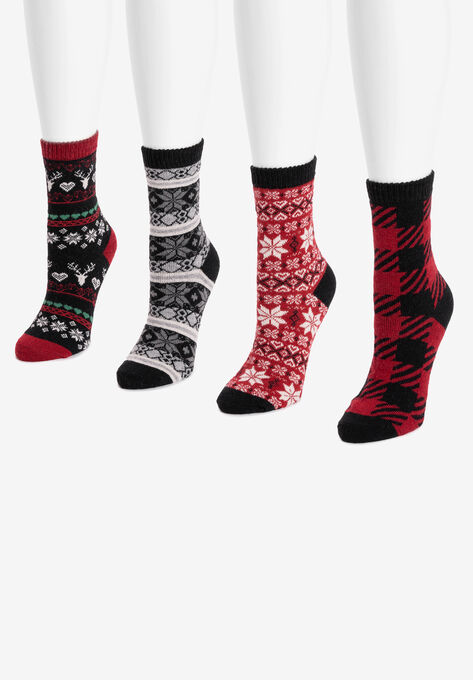 4 Pair Pack Holiday Boot Socks, , alternate image number null