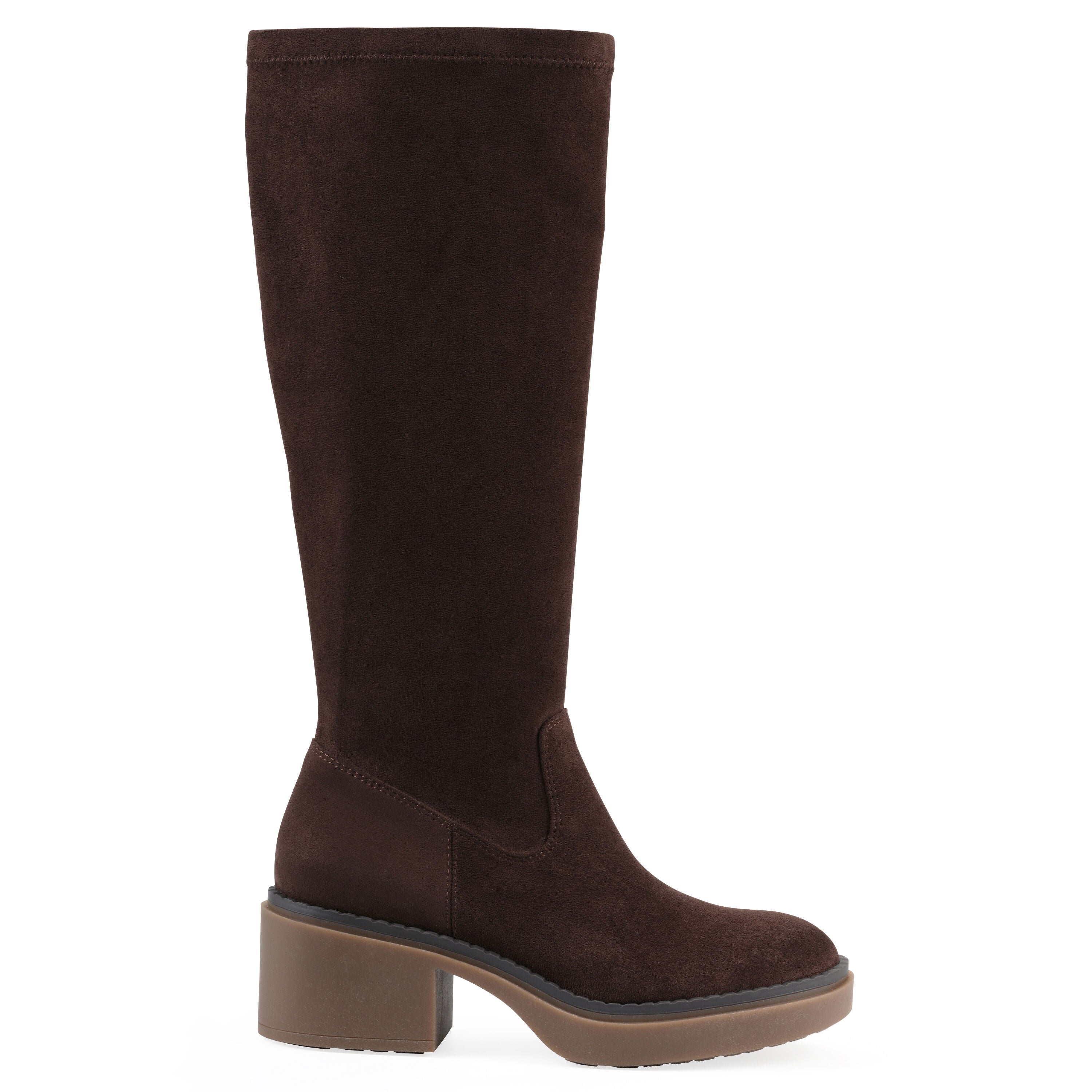 Marcella Tall Shaft Block Heel Boot, BROWN FABRIC, alternate image number 2