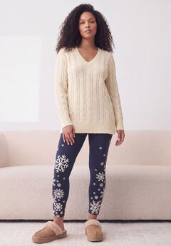 Plus Size Cozy Cable V-Neck Sweater
