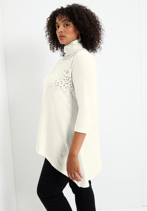 Sequin Mockneck Top, , alternate image number null