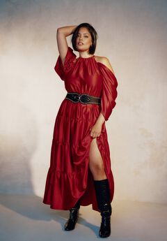 Off-The-Shoulder Halter Maxi Dress