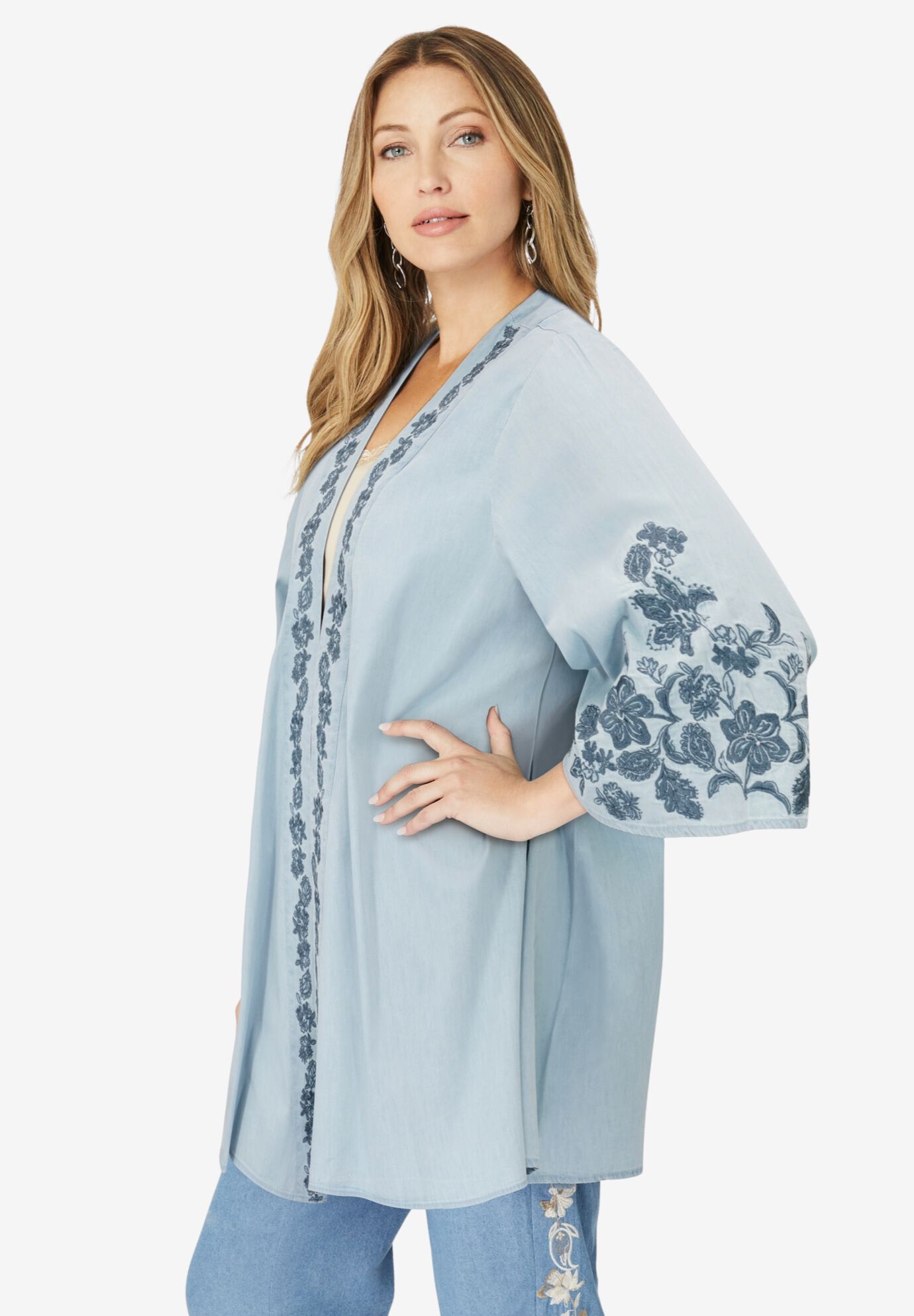Chambray Kimono, CHAMBRAY INDIGO VINE, alternate image number 2