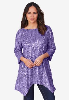 Handkerchief Hem Sequin Tunic