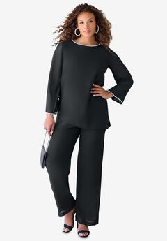 Pearl-Trim Pant Set
