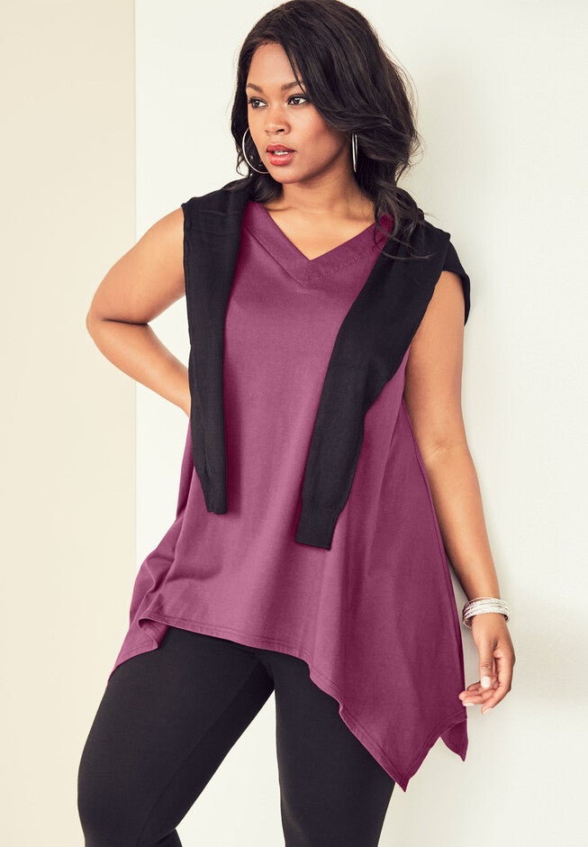 Handkerchief-Hem Tunic Tank, , alternate image number null