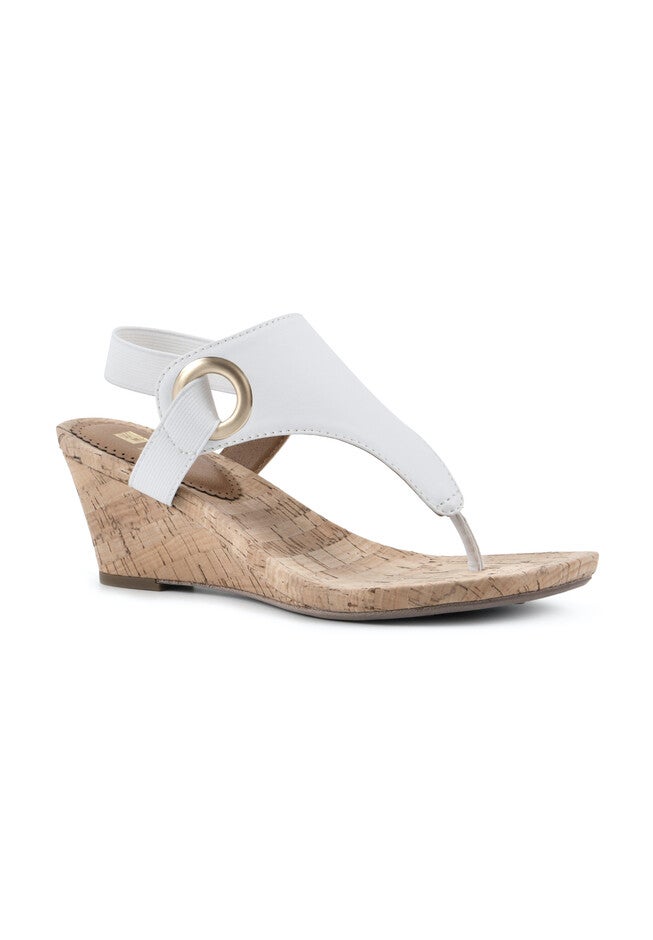 White Mountain Aida Cork Wedge Sandal, WHITE SMOOTH, hi-res image number null