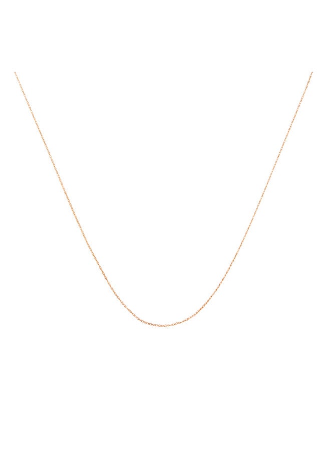 Solid Rose Gold Rope Chain Necklace Unisex 16 inches, ROSE GOLD, hi-res image number 0
