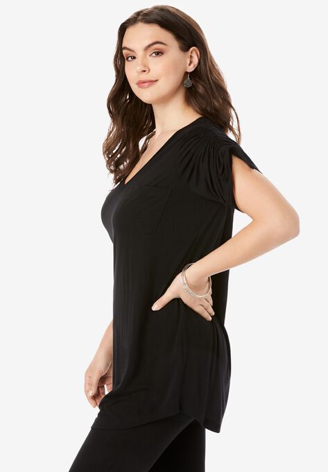 Ruched-Sleeve Ultra Femme Tunic, , alternate image number null