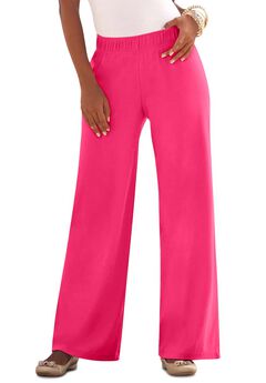 Plus Size Pull-On Wide Leg Soft Knit Pant