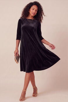 Velour Swing Drape Dress