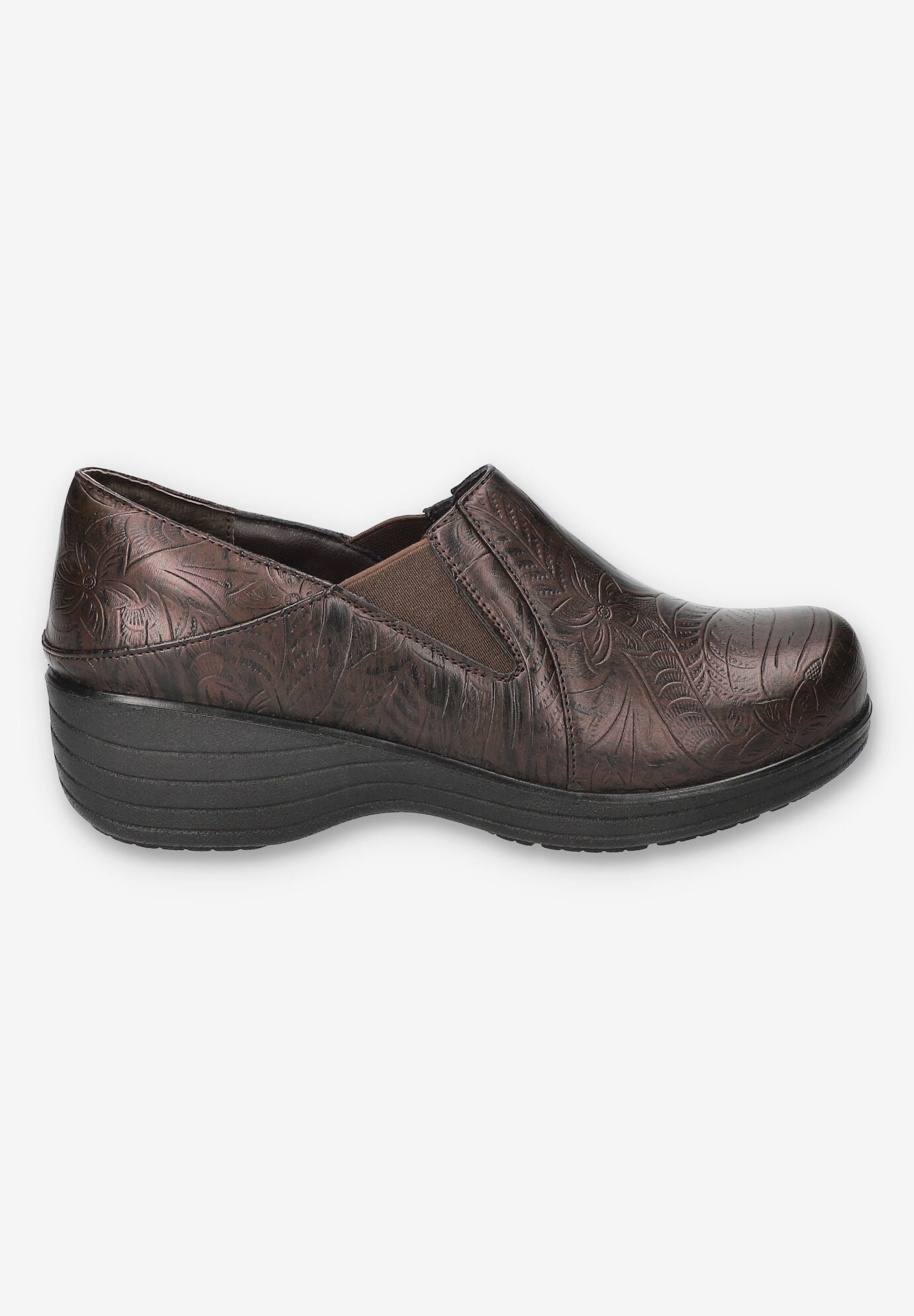 Domino Slip-Resistant Clog, BROWN TOOLED, alternate image number 2
