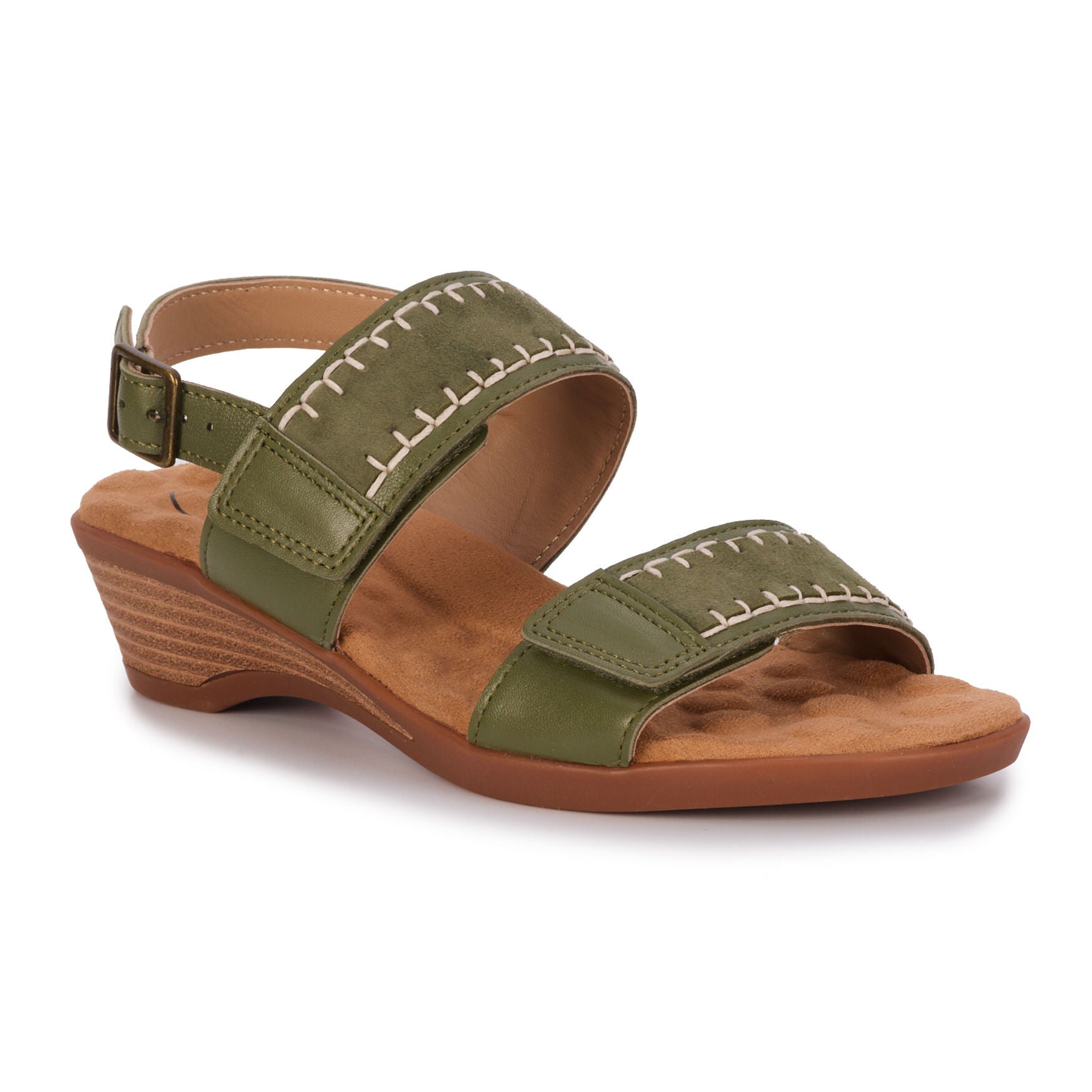 Kateri Sandal, OLIVE LEATHER SUEDE, alternate image number 7