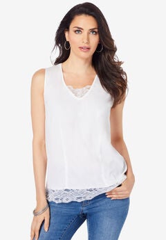 Lace Trim Satin Tank