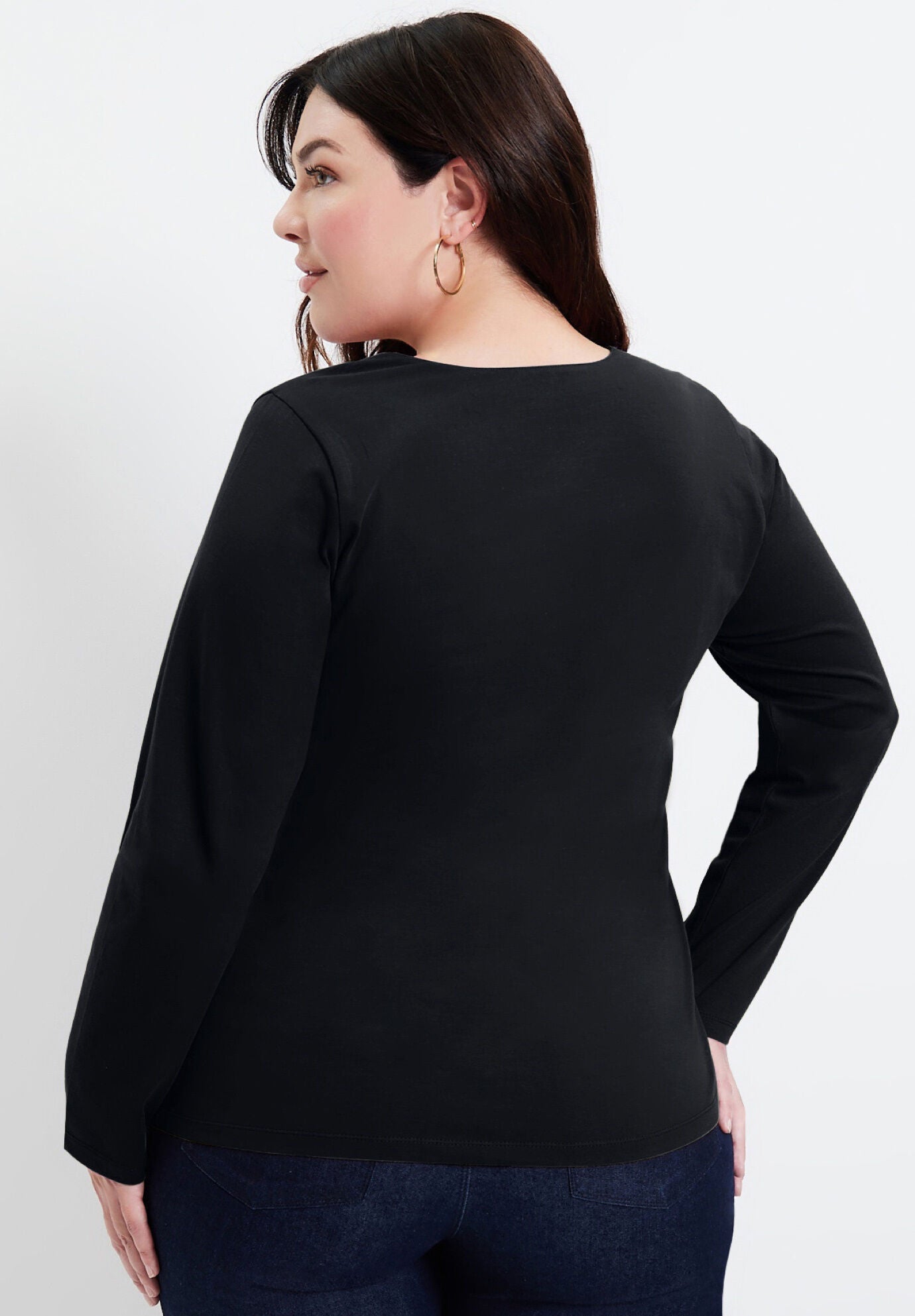 Split-Neck Long-Sleeve One + Only Tee, , on-hover image number 1