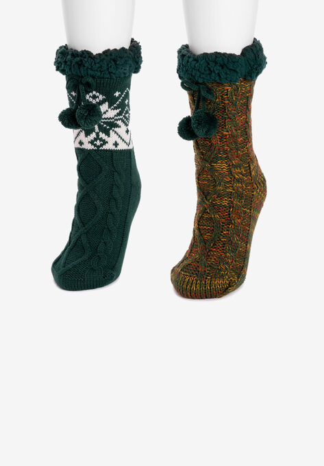 2-Pair Tall Pom Cabin Socks, , on-hover image number null