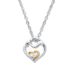 .13 TCW Cubic Zirconia Heart in Silvertone Pendant, 20-inch with 2-inch Extender