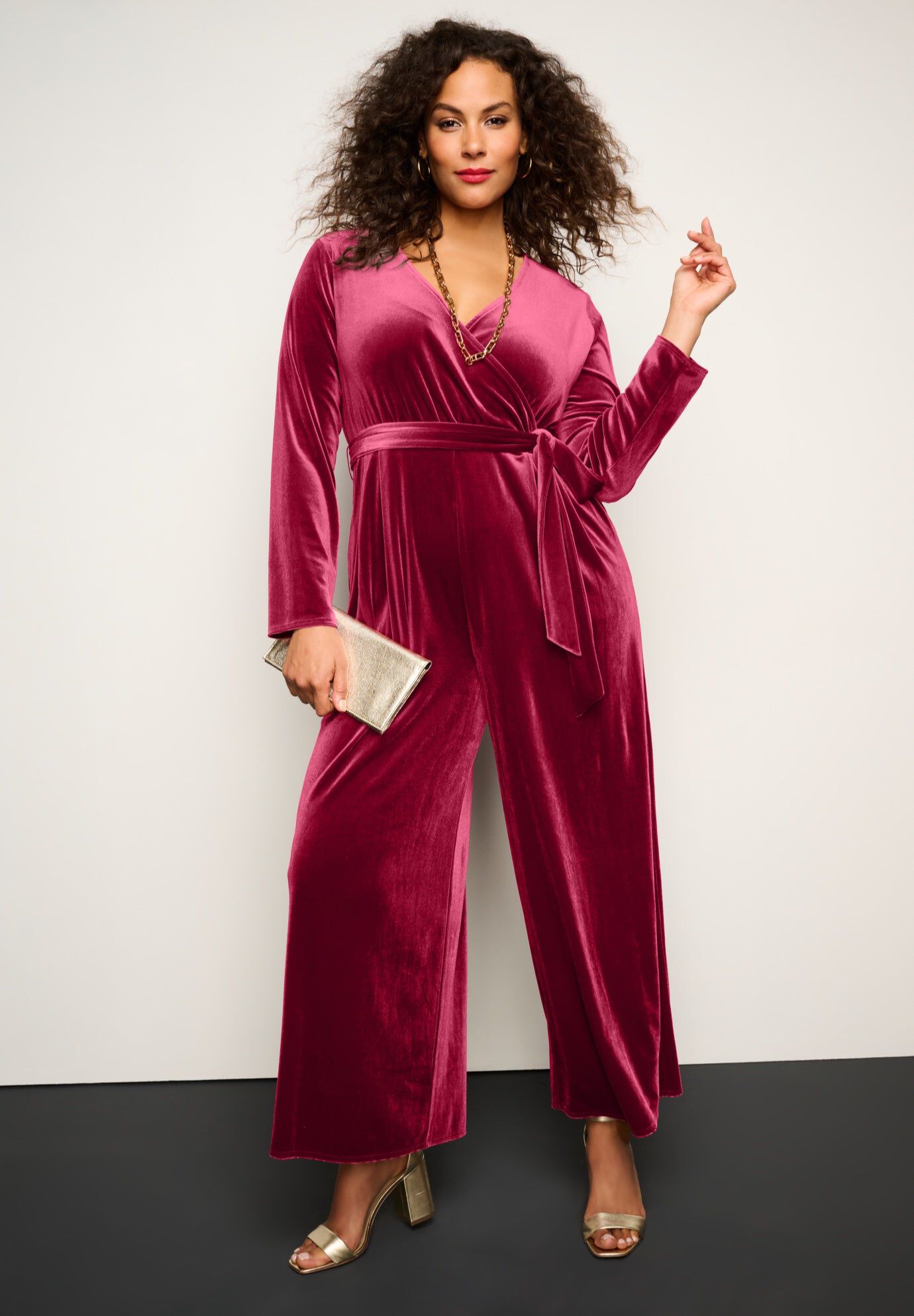 Velour Jumpsuit, RICH BURGUNDY, hi-res image number 0