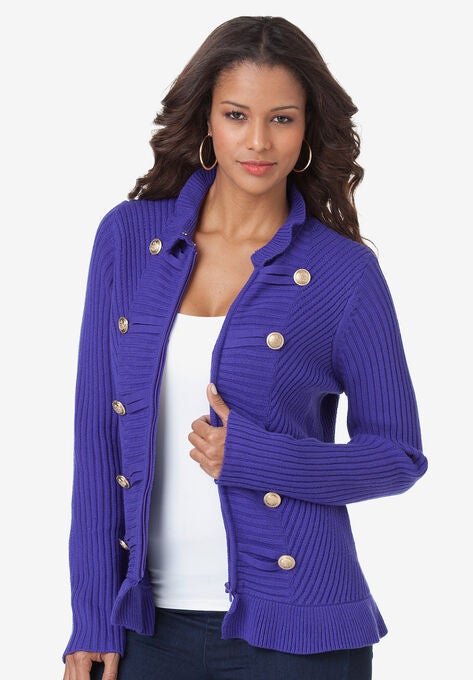 Military Cardigan, DARK VIOLET, hi-res image number null