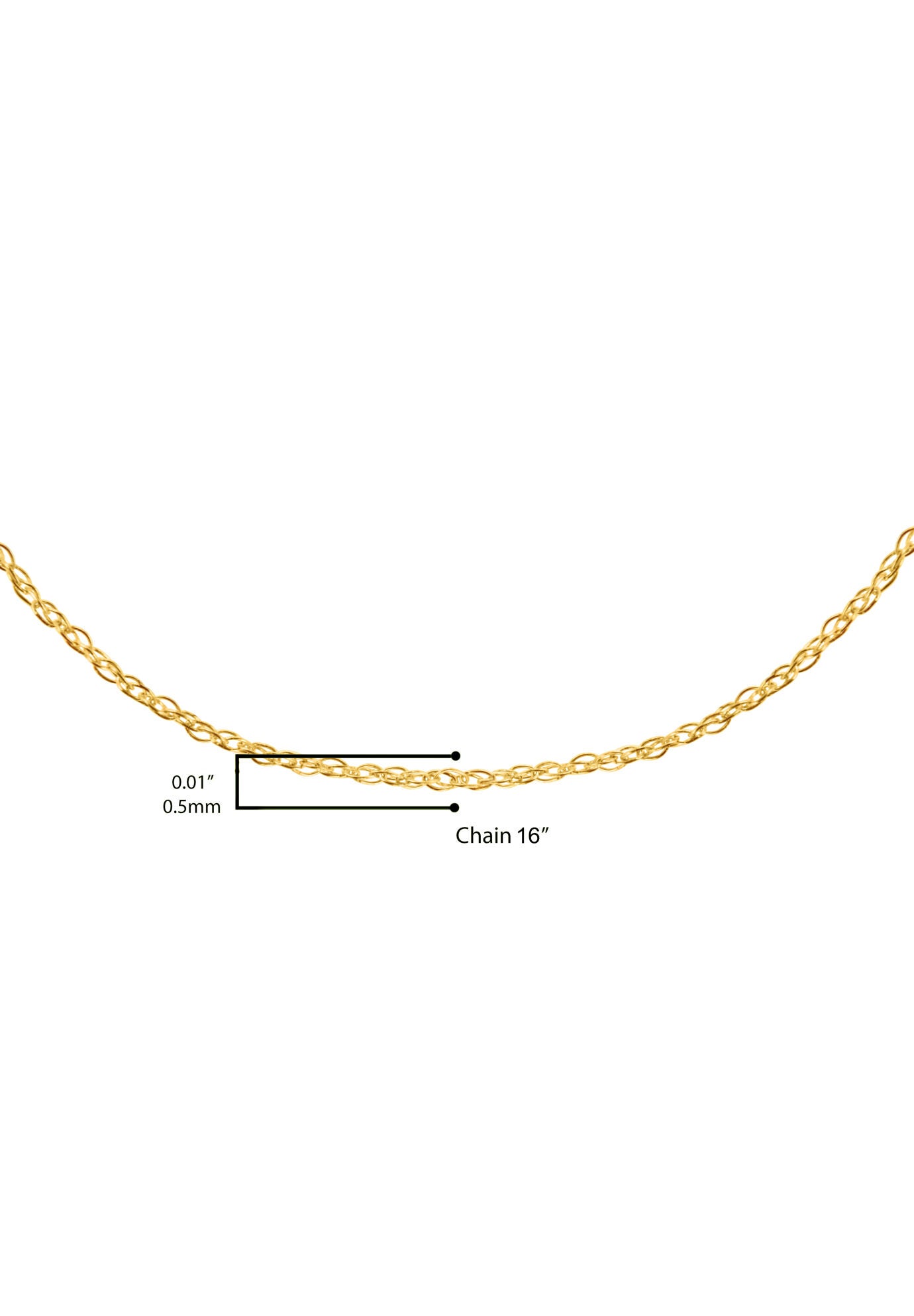 Solid Yellow Gold Slim And Dainty Rope Chain Necklace Unisex Chain 16 inches, , alternate image number 4