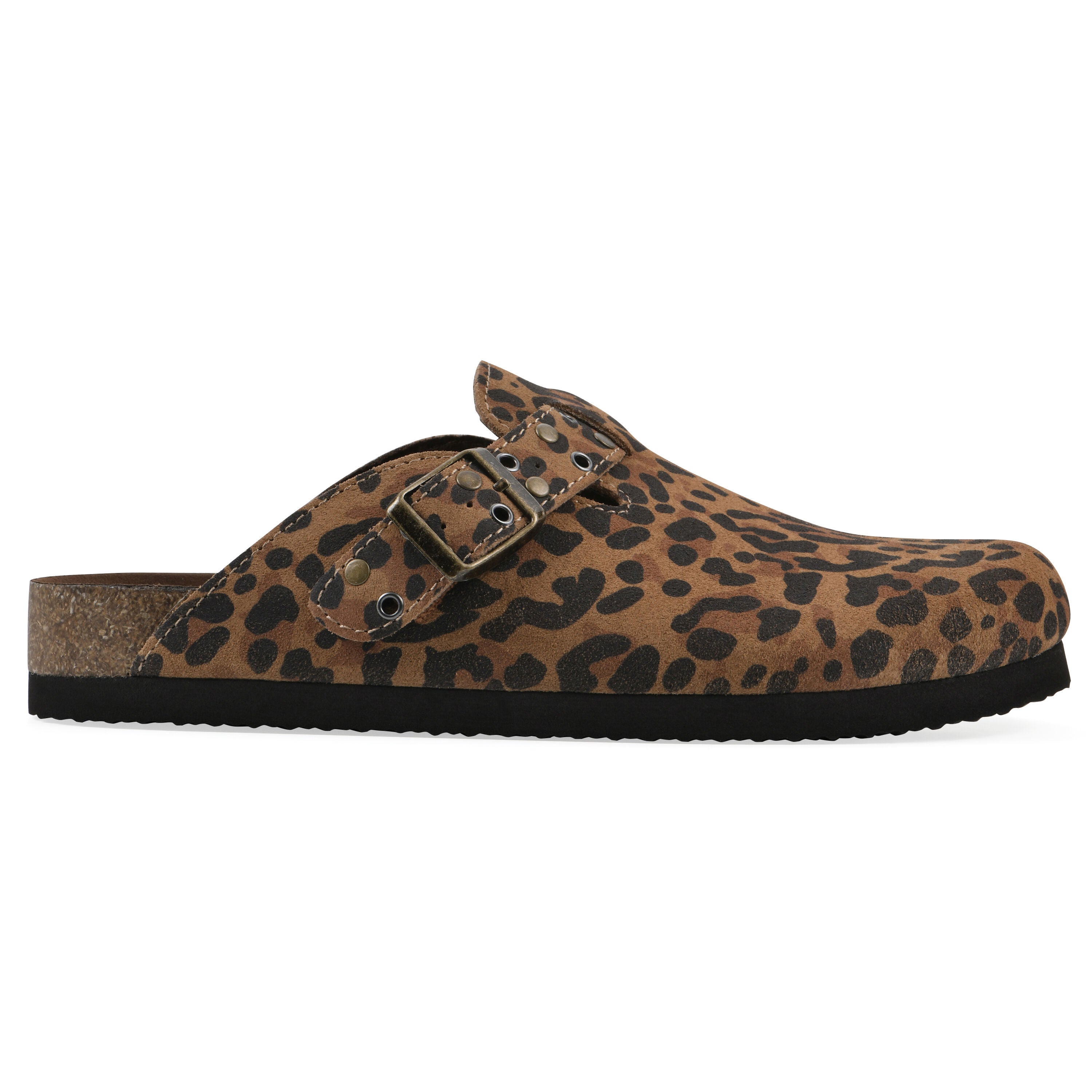 Benben Footbeds Clog, BROWN LEOPARD SUEDE, alternate image number 2