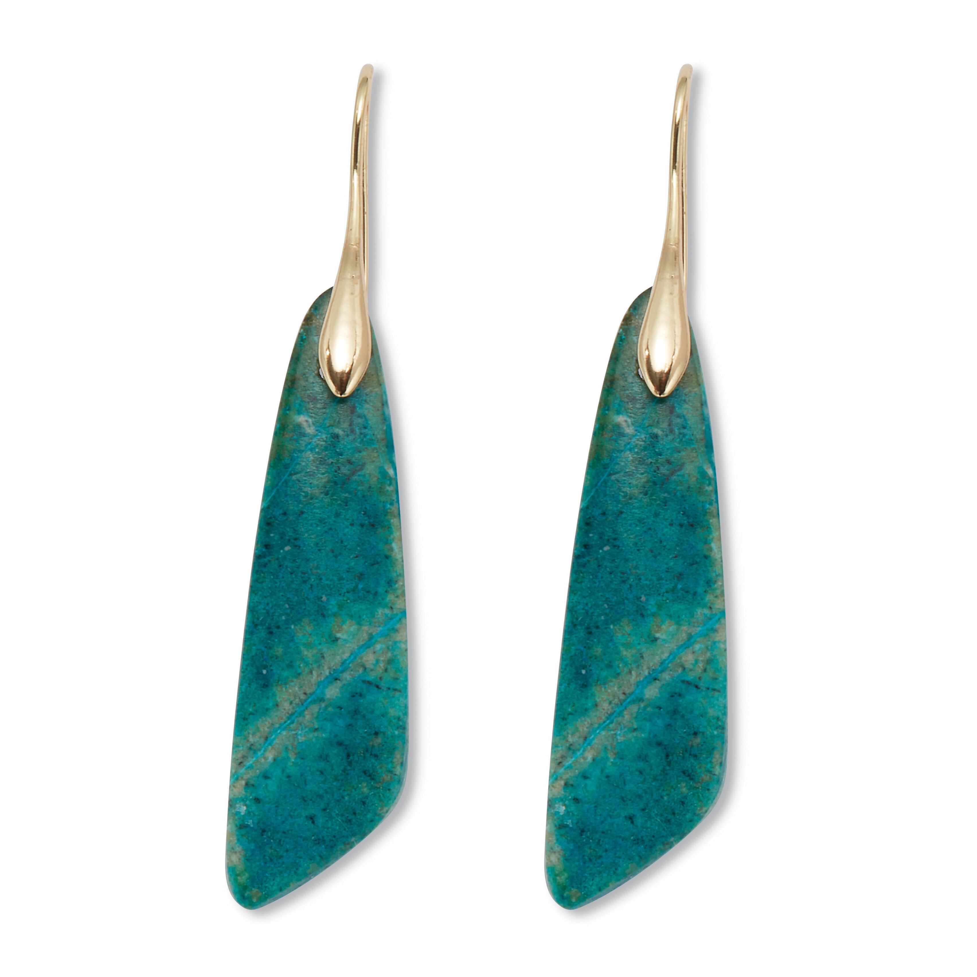Genuine Blue Jasper Goldtone Drop Earrings, BLUE, hi-res image number 0