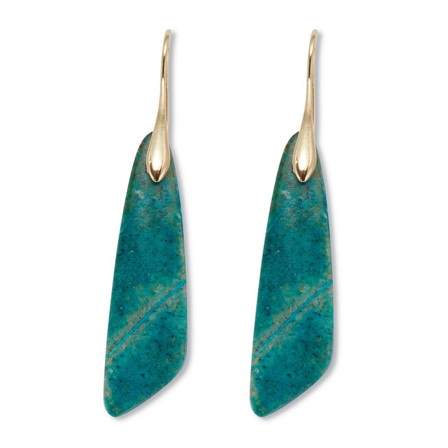 Genuine Blue Jasper Goldtone Drop Earrings, BLUE, hi-res image number 0