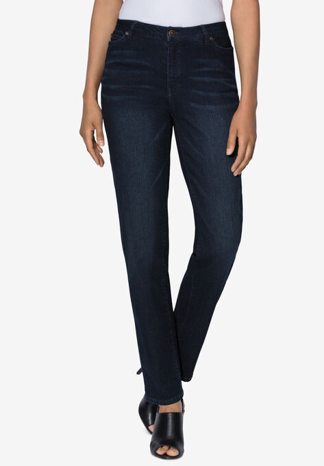Straight-Leg Jean with Invisible Stretch by Denim 24/7, DARK WASH, hi-res image number null