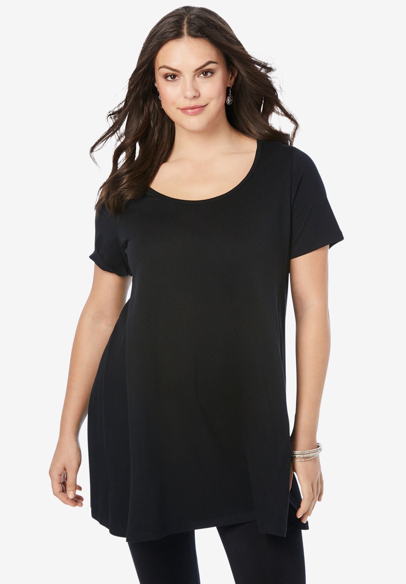 Roamans Womens Plus Size Scoopneck Swing Ultimate Tunic