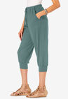 Drawstring Soft Knit Capri Pant, , alternate image number null